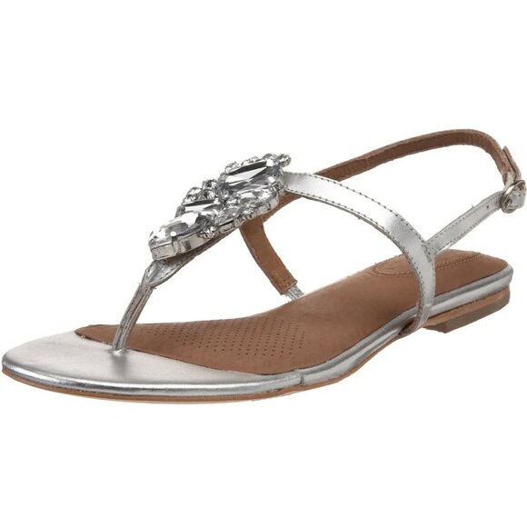Corso Como Silver 'Fossol' Jeweled Thong Sandals (Size 8) Good Condition - Picture 4 of 6